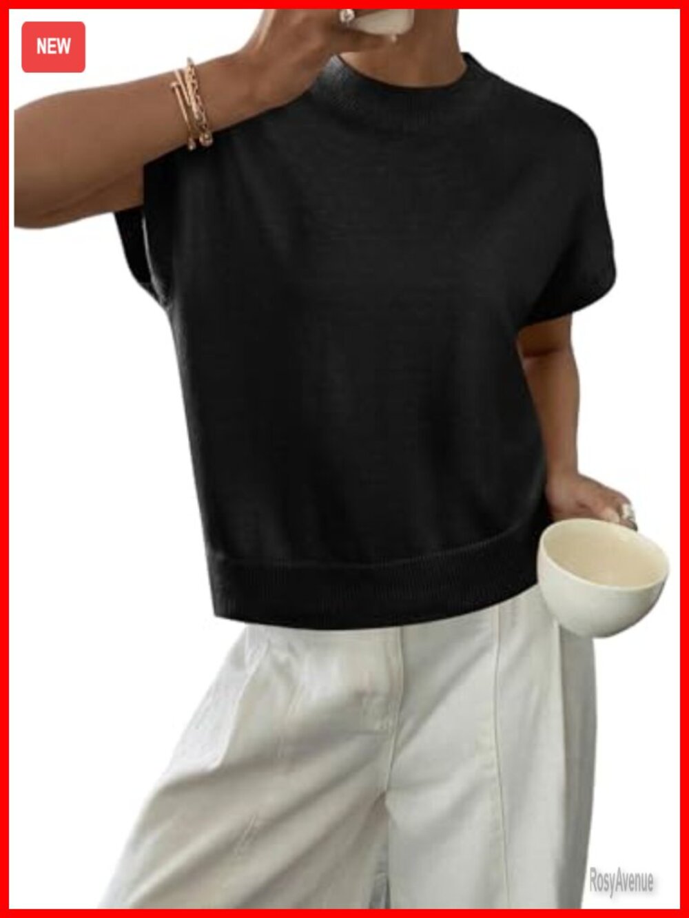 Cap Sleeve Sweater Tank Top Women's Loose Fit Knit Pullover Summer